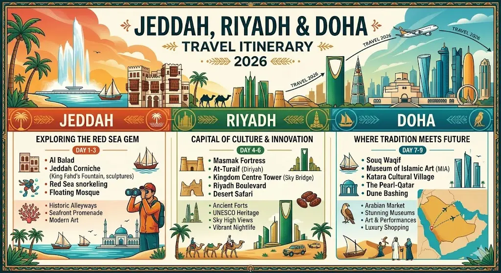 Jeddah, Riyadh & Doha Travel Itinerary 2026