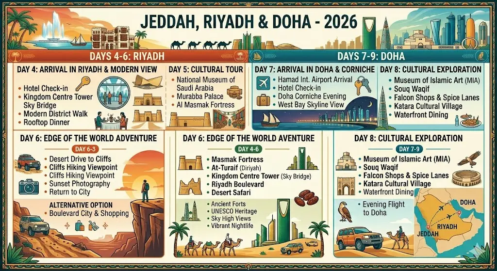 Jeddah, Riyadh & Doha Travel Itinerary 2026