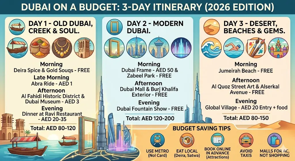 What to do in Dubai in 3 days on a budget 2026